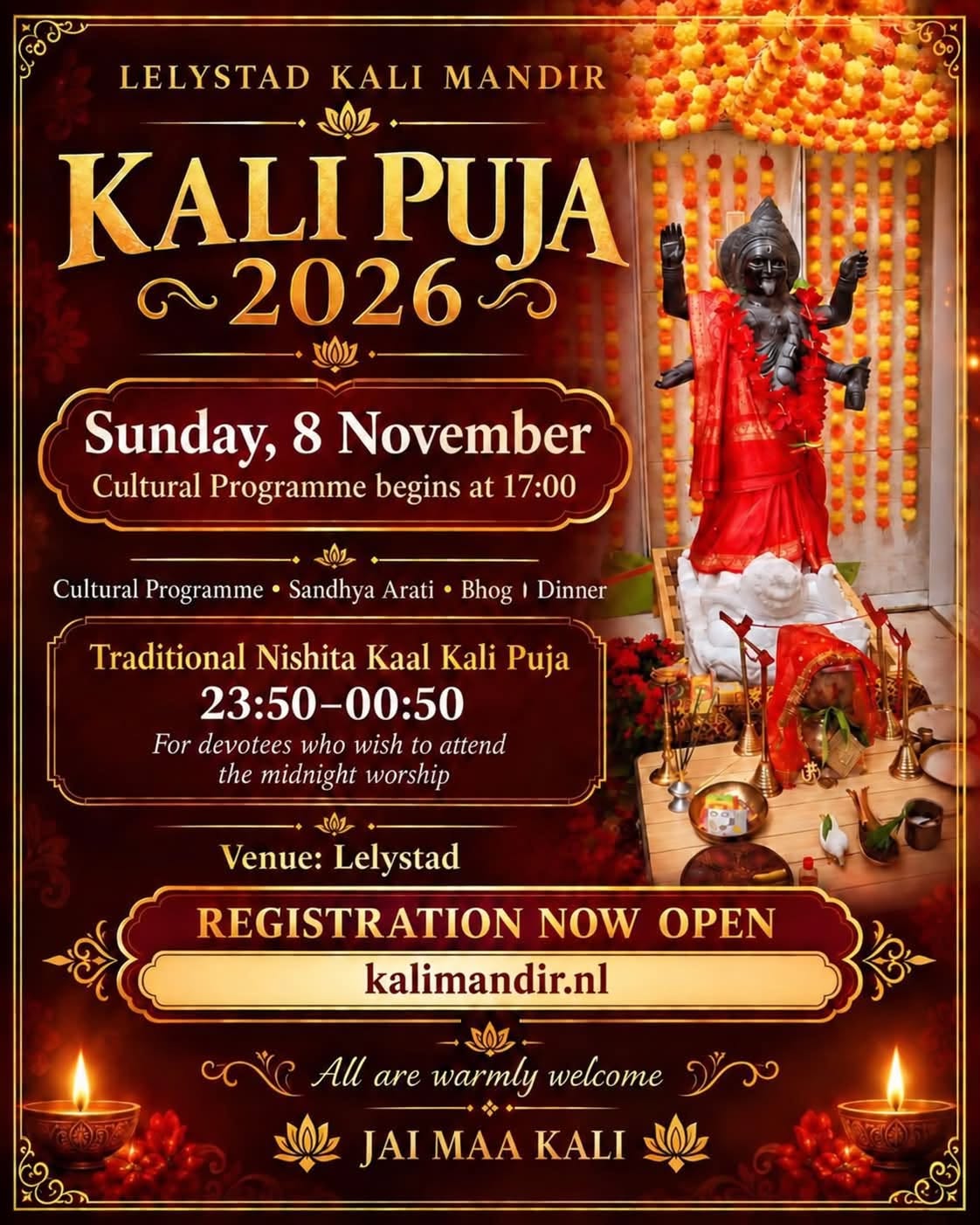 Kali Puja 2026 event poster